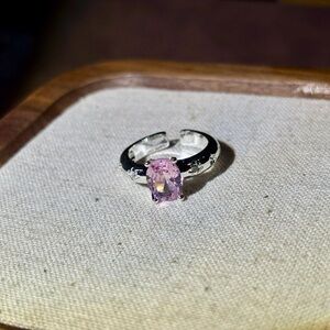 Elegant Silver and Pink Gemstone Ring